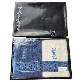 Conjunto de duas toalhas Yves Saint Laurent Branco Azul Bege