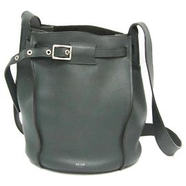 Céline Celine Long Strap Big Bag Bucket Leather Caqui