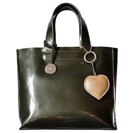 Sac cabas en cuir Glossy de Furla avec porte-clé cœur Vert foncé