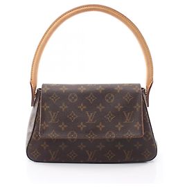 Mini sac à main Looping Louis Vuitton Marron
