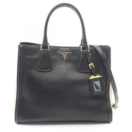 Prada Galleria 2-Way Tote Bag Black White