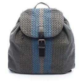 Bottega Veneta Intrecciato Backpack Brown Blue