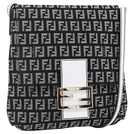 Fendi Vintage Flap Zucchino Canvas Small Noir