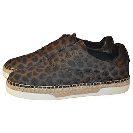 Tod's Leopard Print Leather Espadrilles Black Leopard print