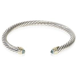 Pulseira Classic Cable de Ouro Amarelo e Prata de Lei com Topázio de David Yurman Outro