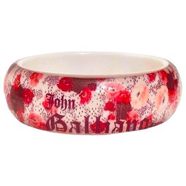 John Galliano Rose Print Rigid Bangle Bracelet Red Multiple colors