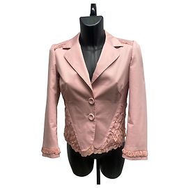 John Galliano Vintage Pink Ruffled Cotton-Blend Blazer Jacket Other