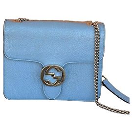 Gucci Blondie Bolsa de ombro em couro azul claro Azul claro