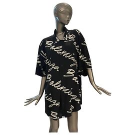 Camicia Balenciaga Logo All Over Nero