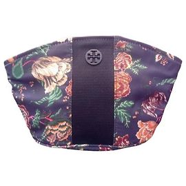 Tory Burch Floral Print Nylon Cosmetic Case Multiple colors Dark blue
