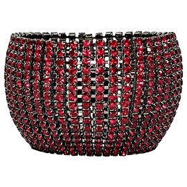 Autre Marque Roberta Chiarella Ruby Red Swarovski Crystal Wide Cuff Bracelet Dark red