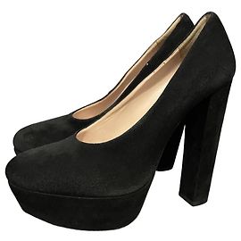 Miu Miu Black Suede Platform Pumps Black