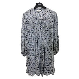 Isabel Marant Etoile Isabel Marant Étoile Silorion Viskosekleid Weiß Blau