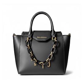 Juicy Couture Bolsa de couro preta com corrente Preto