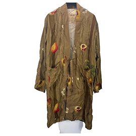 Autre Marque Uma Wang Corey Coat Fruit Print Viscose Blend Jacket Brown Multiple colors
