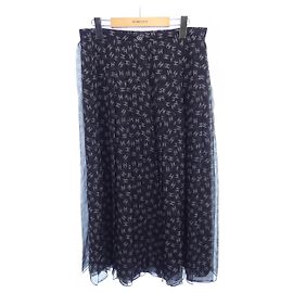 Saia de seda Chanel Marrom Preto