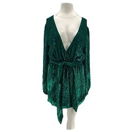 Retrofête Mini robe à sequins vertes Green