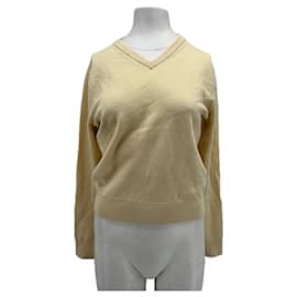 Massimo Dutti Wollpullover mit V Ausschnitt Gelb Gelb