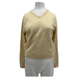 Pull en laine à col en V jaune Massimo Dutti Jaune