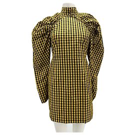 Rotate Checkered Dress Yellow Polyester Size 36 Yellow