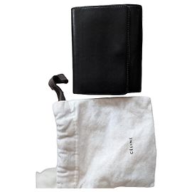 Céline Black Leather Bi-Fold Wallet Black