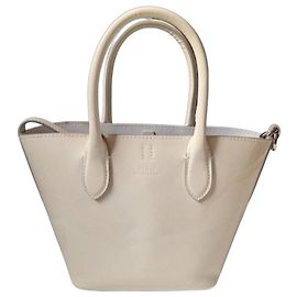 Polo Ralph Lauren Sac Cabas en Cuir Verni Crème Écru
