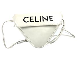 Céline Borsa a tracolla pochette Celine Triangle Logo Nero Bianco