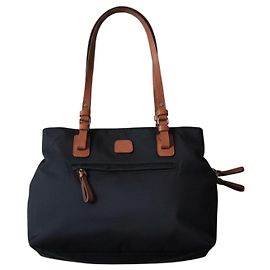 Autre Marque Bric's Bolsa Tote em Nylon Preto e Couro Marrom Preto