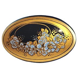 Michaela Frey Emaille Blumenbrosche Oval Golden