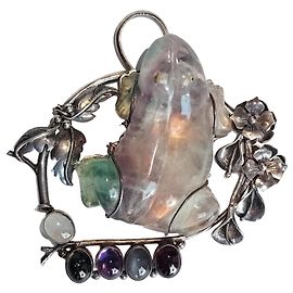 No Name Spilla Pendente Rana Fluorite Argento Argento