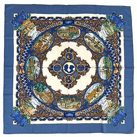 Hermès Sciarpa Hermes Carre 90 L'ENTENTE CORDIALE Blu Multicolore