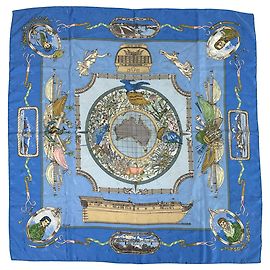 Hermès Sciarpa Hermes Carre 90 LE GEOGRAPHE Blu Multicolore