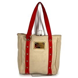 Louis Vuitton M40035 Antigua Cabas MM Tote Bag Roja Beige