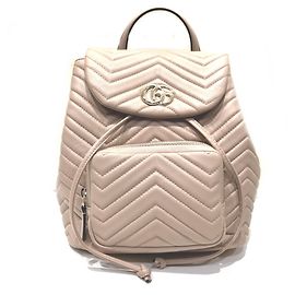 Gucci GG Marmont Leather Backpack Beige
