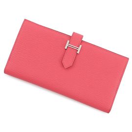 Hermès Hermes Bearn Soufflé Long Wallet Pink