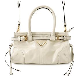 Bolsa de mão mini de couro triangle Bonnie da Prada Branco