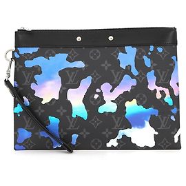 Louis Vuitton Monogram Eclipse Pochette To Go Clutch Bag Black Multiple colors Monogram