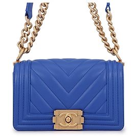 Borsa a tracolla Chanel Boy Small Matelassé Blu