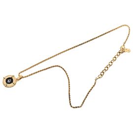 Colar de pingente redondo com logotipo em esmalte dourado e banhado a ouro Dior Dourado