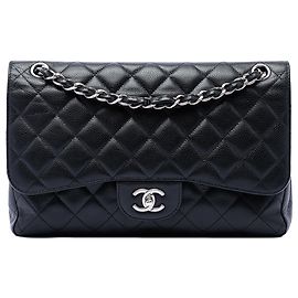 Chanel Black Jumbo Classic Caviar Double Flap Black