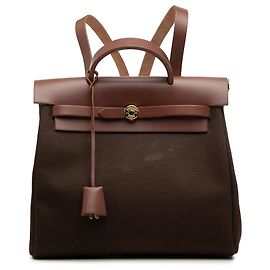 Zaino Hermès Brown Toile Herbag PM Marrone Cachi