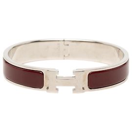 Hermès Clic H Armband in rotem Email schmal PM Rot Bordeaux