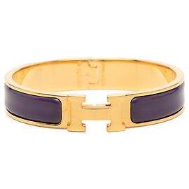 Hermès Clic H Armband schmaler Email violett GM Andere Lila