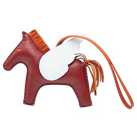 Charm per borsa Rodeo Pegase PM in agnello Milo rosso e Swift Grigri Hermès Rosso Bordò