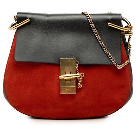 Chloé Drew Crossbody en daim et cuir de veau bicolore rouge Small Rouge