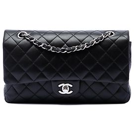Chanel Black Medium Classic Lambskin Double Flap Nero