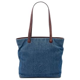 Tote en denim Blue CC Chanel Bleu Autre