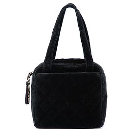 Chanel Black CC gesteppte Samttasche Schwarz