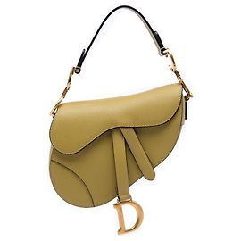 Bolsa Saddle em couro de bezerro de grão mini verde Dior Verde Verde oliva