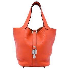 Hermès Orange Clemence Picotin Lock 18 Orange